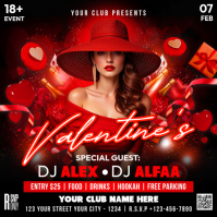 Red Valentine's Day Party Quadrado (1:1) template