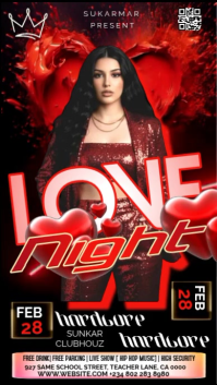 Black Valentine's Day Party Digitalt display Template