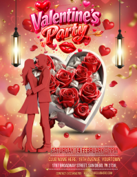 Red Valentine's Day Party Flyer template