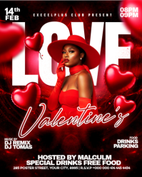 Red Valentine's Day Party Instagram Portrait template