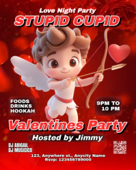 Red Valentine's Day Party Instagram Portrait Video template