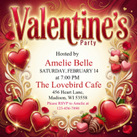 Red Valentine's Day Party Instagram Post template