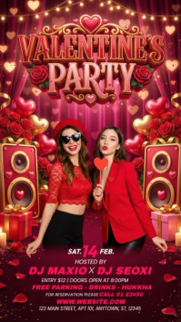 Red Valentine's Day Party Instagram Story Video template