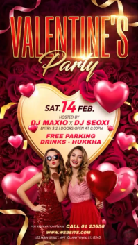 Red Valentine's Day Party Instagram Story Video template