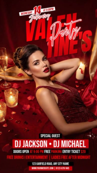 Red Valentine's Day Party Instagram Story Video template