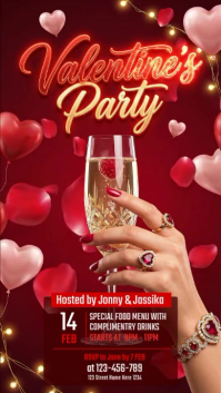 Red Valentine's Day Party Instagram Story Video template