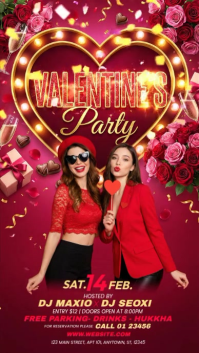 Red Valentine's Day Party Instagram Story Video template