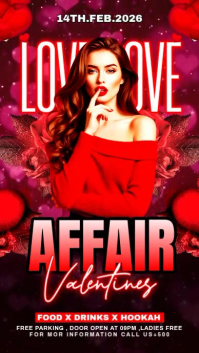 Red Valentine's Day Party Instagram Story Video template