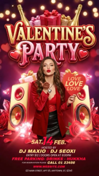 Red Valentine's Day Party Instagram Story Video template