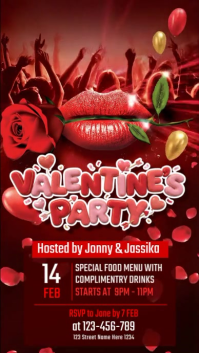 Red Valentine's Day Party Instagram Story Video template