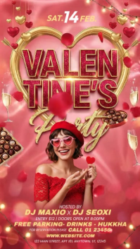 Red Valentine's Day Party Instagram Story Video template