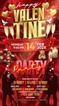 Red Valentine's Day Party Instagram Story Video template