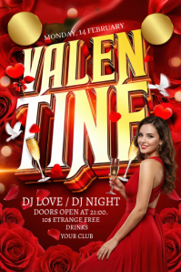 Red Valentine's Day Party Poster template