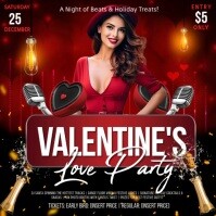Красный Valentine's Day Party Kvadrat Template