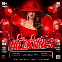 Red Valentine's Day Party Square template