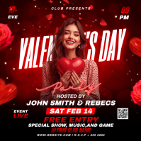 Red Valentine's Day Party Square template