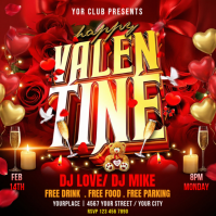 Red Valentine's Day Party Square template