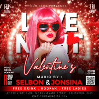 Red Valentine's Day Party Square Video template