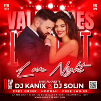 Red Valentine's Day Party Square Video template