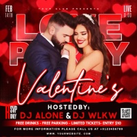 Red Valentine's Day Party Square Video template