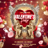 Red Valentine's Day Party Square Video Quadrat (1:1) template