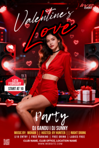 Red Valentine's Day Party Tumblr Graphic template