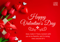 Red Valentine's Day Postcard Postkarte template
