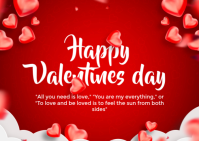 Red Valentine's Day Postcard template