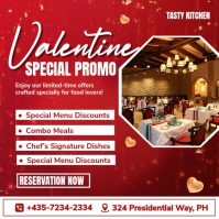 Red Valentine's Day Restaurant Promotion Instagram Post Video template