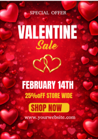 Red Valentine's Day Sale A4 template