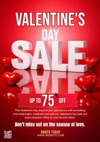 红色 Valentine's Day Sale A5 Template