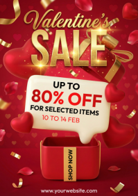 Red Valentine's Day Sale A5 template