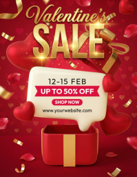Red Valentine's Day Sale Flyer Pamflet (Letter AS) template