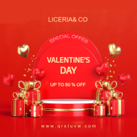 Red Valentine's Day Sale Instagram Post/heart/gift/valentines day/valentines day sale/ad/socilal med template