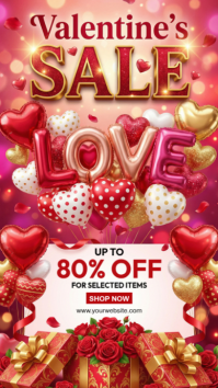 Red Valentine's Day Sale Instagram Story template