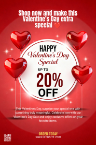 สีแดง Valentine's Day Sale Pinterest-grafik Template