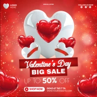 Red Valentine's Day Sale Square (1:1) template
