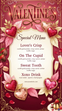 Red Valentine's Day Special Menu Instagram Story template