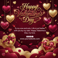 Red Valentine's Day Square template