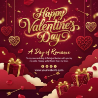 Red Valentine's Day Square Video Vierkant (1:1) template