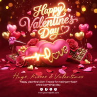 Red Valentine's Day Square Video Vierkant (1:1) template