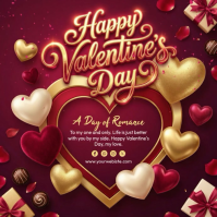 Red Valentine's Day Square Video Carré (1:1) template
