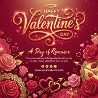 Red Valentine's Day Square Video Cuadrado (1:1) template