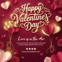 Red Valentine's Day Square Video Vierkant (1:1) template