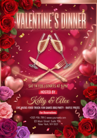 Red Valentine's Dinner A4 template