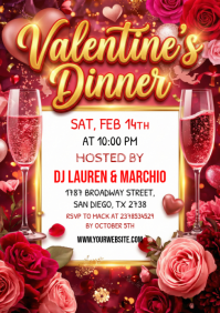 Red Valentine's Dinner A5 template