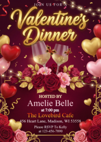 Red Valentine's Dinner A6 template