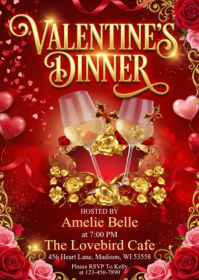 Red Valentine's Dinner Celebration A6 template
