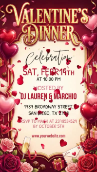 Red Valentine's Dinner Celebration Instagram Story Video template