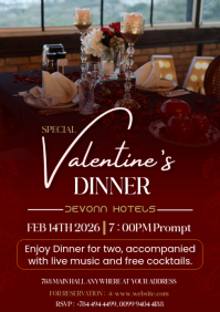 Red Valentine's Dinner Event A4 template